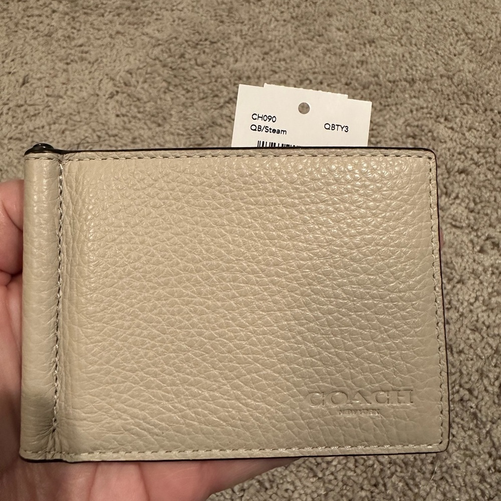 Coach Cream Leather Money Clip Accessory